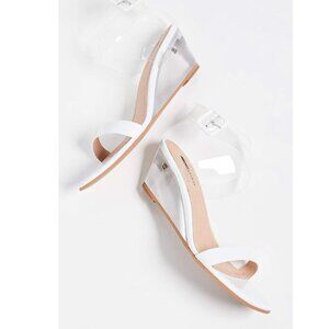 NEW Matiko White Heely Clear Lucite White Wedge Sandals Summer Beach Chic Sz 35